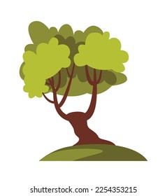 Strong and tall tree flat icon. Vector illustration