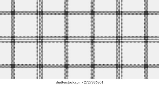 Patrón inconsútil fuerte del tartán, tela a cuadros del cheque del folclore. Vector de fondo de textura textil Doodle en paleta de colores blanco y gris.