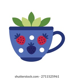Una taza de té fuerte con arándanos