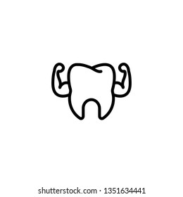 strong, teeth, tooth, dental, care, robust, solid, intense, forceful icon in black outline style, vector