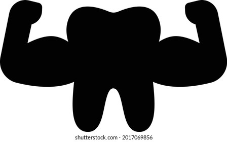 strong teeth vector glyph flat icon