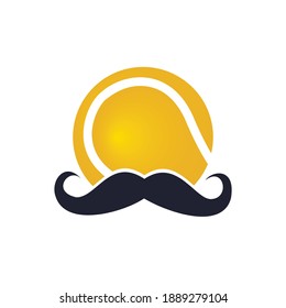 Strong tennis vector logo design. Moustache and tennis ball vector icon design.	