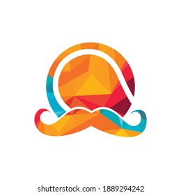Strong tennis vector logo design. Moustache and tennis ball vector icon design.	