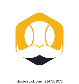 Starkes Tennis-Vektorlogo-Design. Mustache und Tennisball Vektorsymbol Design.