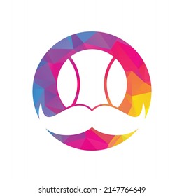 Strong tennis vector logo design. Moustache and tennis ball vector icon design.