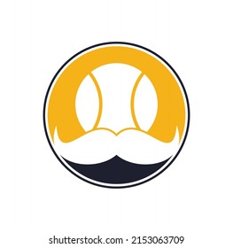 Strong tennis vector logo design. Moustache and tennis ball vector icon design.