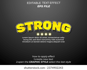 strong text effect, font editable, typography, 3d text 