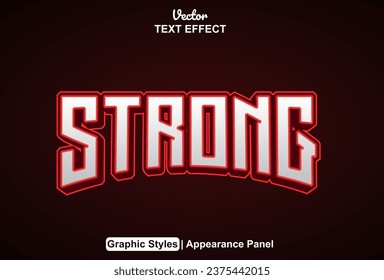 efecto de texto fuerte con estilo gráfico editable de color rojo.