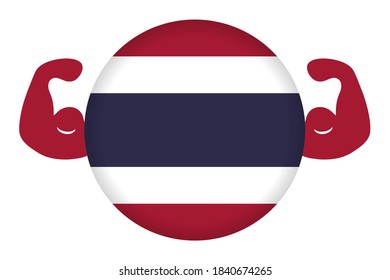 Strong Thai image illustration (circular Thai flag and bicep)