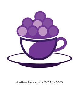 a strong thick outlined tea cup with oversized 