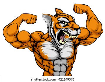 A strong tiger animal sports mascot ready for a fight