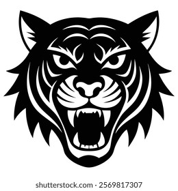 Strong Tiger Face Silhouette for Wildlife Art