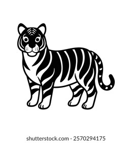 Strong tiger standing silhouette icon design