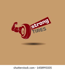 strong tires logo design conceptual red color