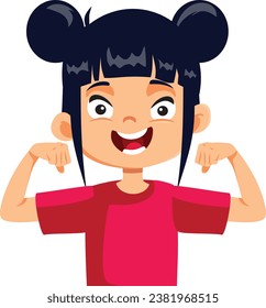 
Strong Toddler Girl Showing Flexed Muscles Vector Cartoon Character. Little child having strength and will power being motivated
 
