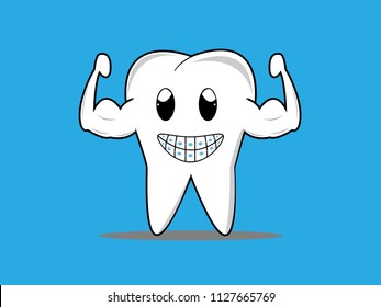 Strong tooth with braces,Healthy teeth icon