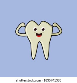 Strong Tooth Cute Character/ Mascot Illustration