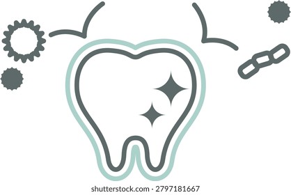 Strong tooth icon protected by fluoride coating against bacteria