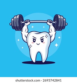 Ilustração forte do vetor de Barbell do levantamento do dente