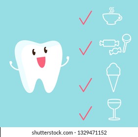 A strong tooth resists harmful products. Vector illustration.
