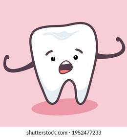 Strong tooth. The tooth shows its strength. Vector illustration in flat style