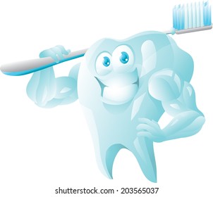 Strong tooth with toothbrush