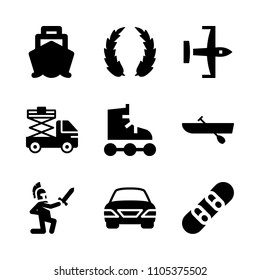 strong, ultralight aviation, strength and sedan icons in Sport vector set. Graphics for web and design