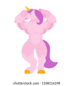 Strong Unicorn Power. Powerful Magic horse. heavy steed. Vector