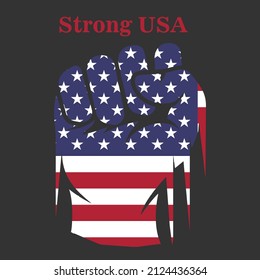 Strong USA, Fist with a flag USA