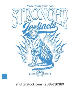 Strong varsity slogan design with leopard illustration