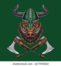Strong Viking Hog Warrior Vector 