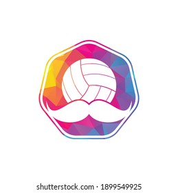 Strong volleyball vector logo design. Moustache and volley ball vector icon design.