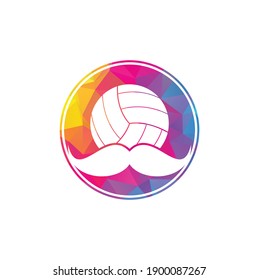 Fuerte diseño del logo vectorial de voleibol. Diseño de iconos vectores de bigote y voleibol.