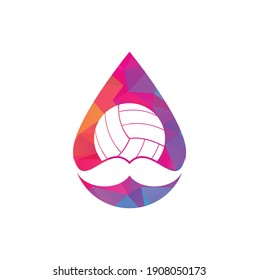 Strong volleyball vector logo design. Moustache and volley ball drop icon design.