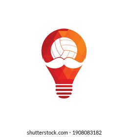 Strong volleyball vector logo design. Moustache and volley ball bulb vector icon design.