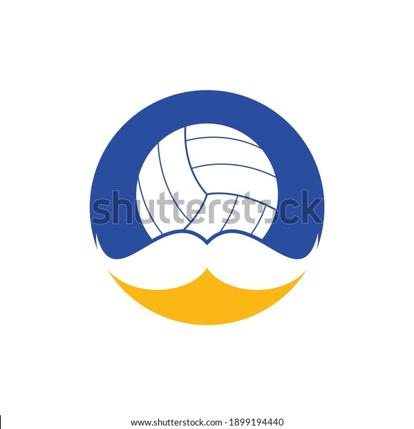 Strong volleyball vector logo design.\
Moustache and volley ball vector icon\
design.