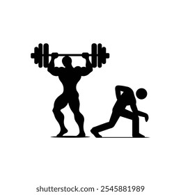 Strong vs Weak Silhouette Comparison of Muscular and Thin Figures Ideal for Fitness and Health Concepts