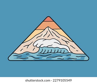 The strong wave and the mountain on the background vector t shirt art