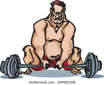 Strong weightlifter drawn with rough, thick marker lines