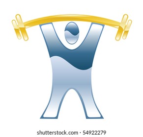 Strong weightlifting barbell illustration icon