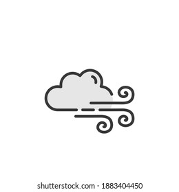 Fuerte viento y nube. Icono de color relleno. Ilustración de vectores meteorológicos