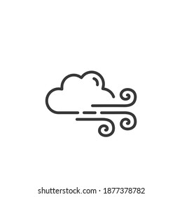 Strong Wind And Cloud Thin Line Icon. Isolated Weather Vector Illustration