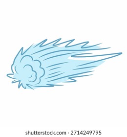 Strong wind icon in flat cartoon style for winter storms. Suitable for blizzard visuals, forecasts, weather apps, and climate graphics.