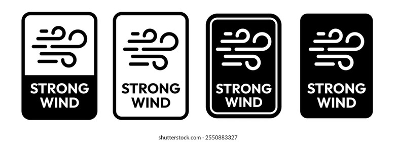 Strong wind line icon set. Windy weather symbol. Windy blow logo collection. wind natural icons. Vector Illustration.