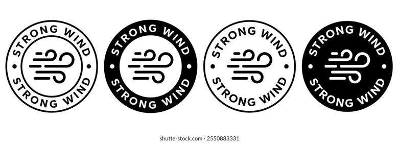 Strong wind line icon set. Windy weather symbol. Windy blow logo collection. wind natural icons. Vector Illustration.