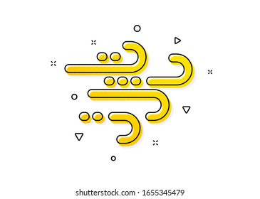 Strong wind sign. Windy weather icon. Yellow circles pattern. Classic windy weather icon. Geometric elements. Vector