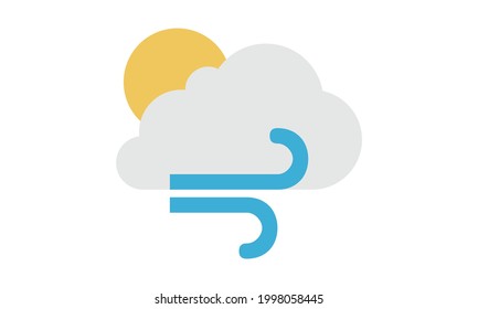 Strong wind sun and cloud color icon vector image
