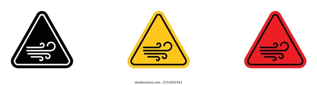 Forte Vento Aviso ícone de sinal vetor. símbolo de alta condição de vento. ilustração vetorial.