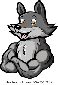 Personaje de mascota de lobos fuertes