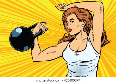 strong woman athlete with weights